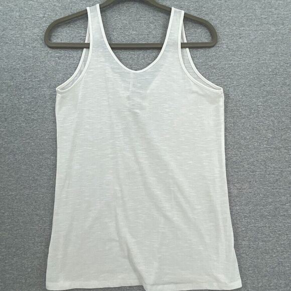 Poof Tank Top Shirt Womens Medium White Lace Up V Neck Sleeveless Lightweight - Picture 10 of 12